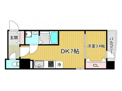 エスリードレジデンス大阪福島フロント(1DK/10階)の間取り写真
