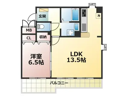 六甲司ハウス(1LDK/1階)の間取り写真