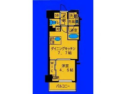 ザ・パークハビオ横浜東神奈川1004(1DK/10階)の間取り写真