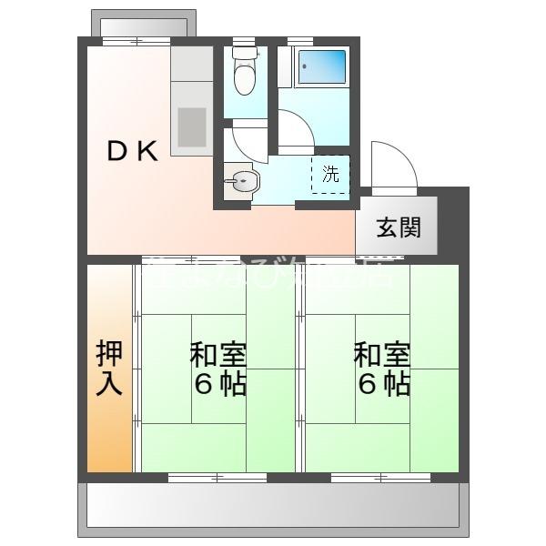 でさきハイツ(2DK/3階)の間取り写真