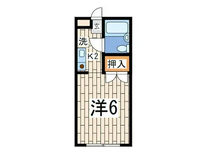 エスケーシティハイツI(ワンルーム/2階)の間取り写真
