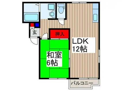 エクセレントハイツ(1LDK/2階)の間取り写真