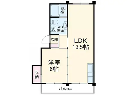 千草台団地3号棟(1LDK/3階)の間取り写真