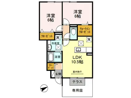 カーサM(2LDK/1階)の間取り写真