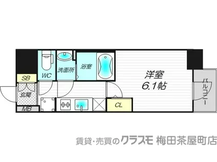 エステムコート梅田・天神橋IVステーションフロント(1K/8階)の間取り写真