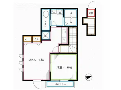 TFLAT高田馬場(1LDK/2階)の間取り写真