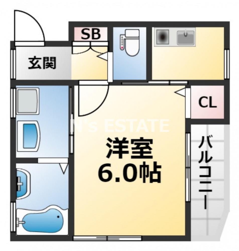 KARIN蓮宮通(1K/2階)の間取り写真