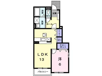 トゥジュールヴェール(1LDK/1階)の間取り写真