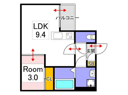 REGALEST 東島田I(1LDK/3階)の間取り写真