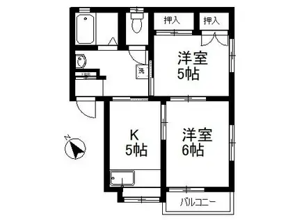 美真ハイツ(2K/2階)の間取り写真