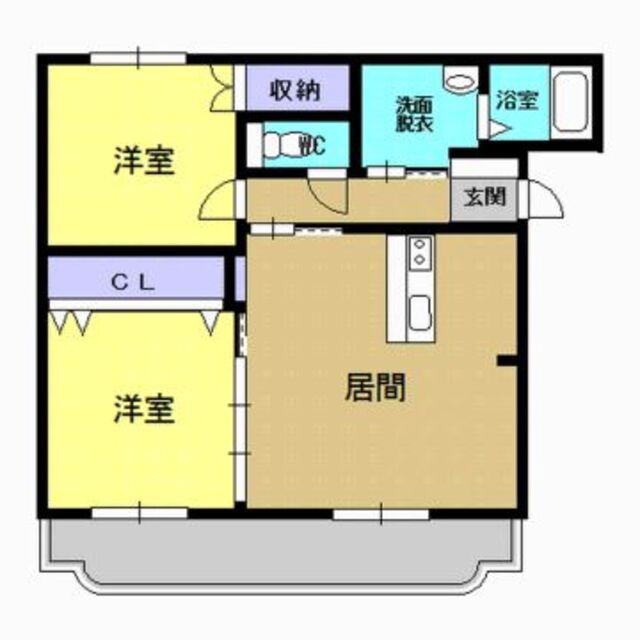 グランソレイユ屯田(2LDK/2階)の間取り写真
