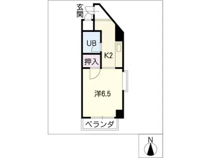 ジュネス瓢箪山(1K/5階)の間取り写真
