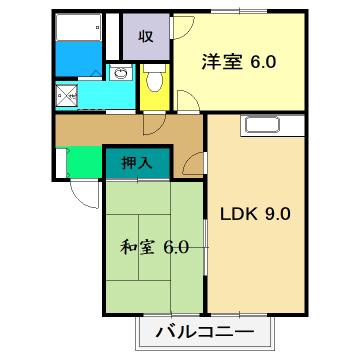 ラピスハイネス(2LDK/2階)の間取り写真