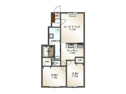 ＪＲ宗谷本線 名寄駅 徒歩19分 2階建 築11年(2LDK/1階)の間取り写真