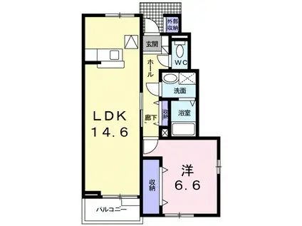 プルミエ・アムールIII(1LDK/1階)の間取り写真