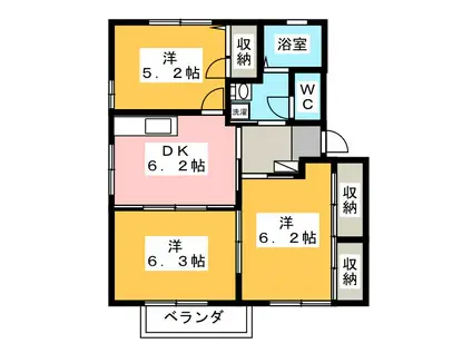 ディアススリーゼ(3DK/2階)の間取り写真