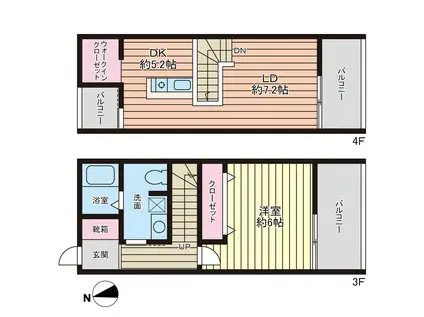 REGINA南大分駅前(1LDK/3階)の間取り写真