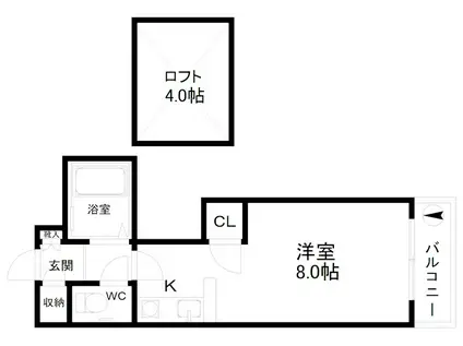 コスモレジデンス北加賀屋II(1SK/5階)の間取り写真