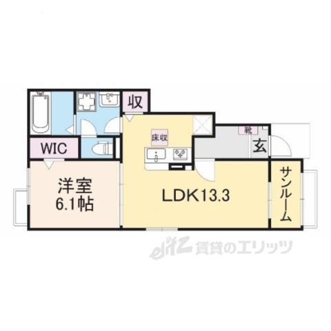 クレール丹波2(1LDK/1階)の間取り写真
