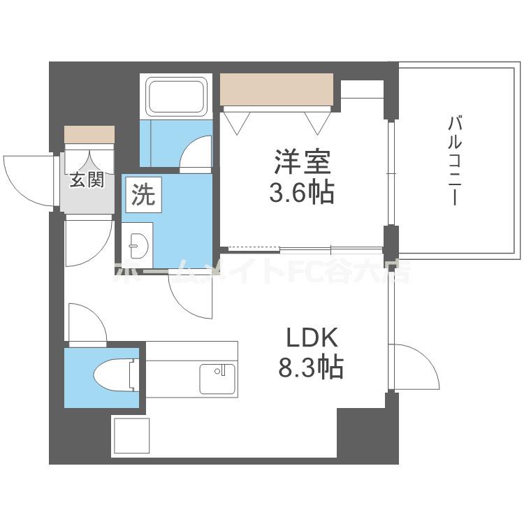 ブエナビスタ難波サウスタワー(1LDK/12階)の間取り写真