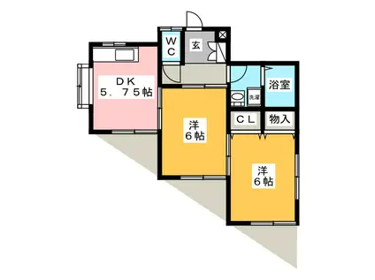 第2コートベルローゼ(2DK/1階)の間取り写真