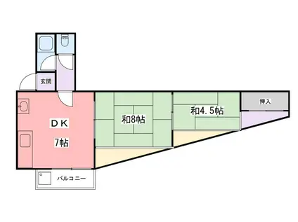 インタービレッジ伊伝居(2DK/2階)の間取り写真
