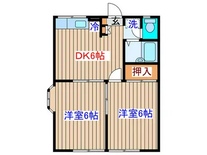 メイプルヒルズII(2DK/1階)の間取り写真
