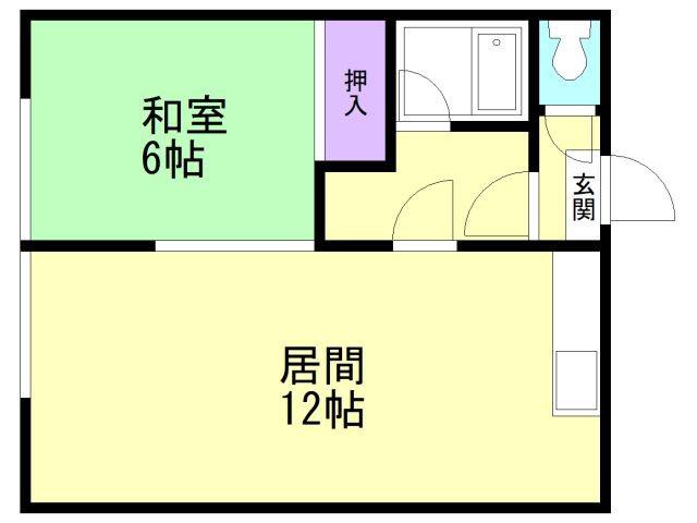 中島マンション(1LDK/2階)の間取り写真