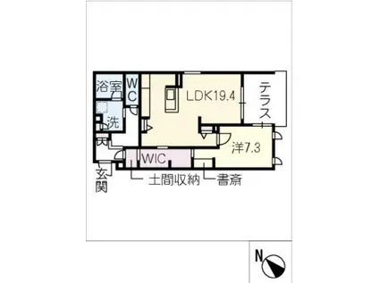 UTOLE AS棟(1LDK/1階)の間取り写真