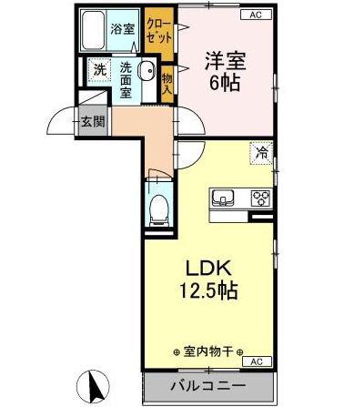 レジェンド ジローII(1LDK/2階)の間取り写真