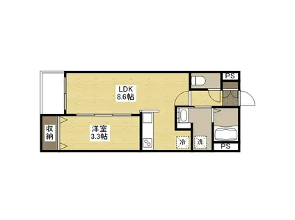 月光福山東弐番館(1LDK/2階)の間取り写真