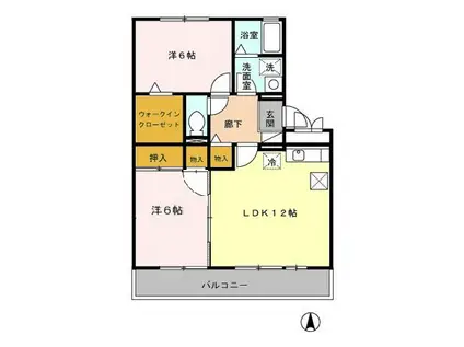 セジュール早水 I号館(2LDK/1階)の間取り写真