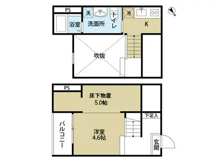 クレアーレ想(1K/1階)の間取り写真