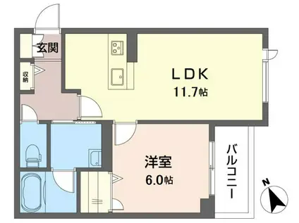 ラ・メゾンドール(1LDK/2階)の間取り写真