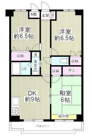 SCヒルズ稲毛(3DK/5階)の間取り写真