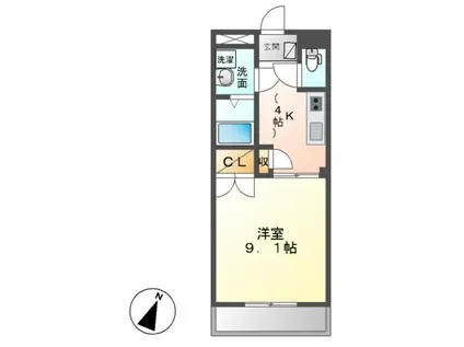 キャッスル123(1K/3階)の間取り写真