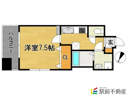 エンクレスト博多駅前III(1K/2階)の間取り写真