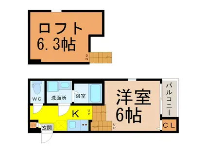 ハーモニーテラス幸心一丁目(1SK/1階)の間取り写真