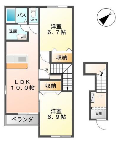 グランディールIII(1LDK/1階)の間取り写真