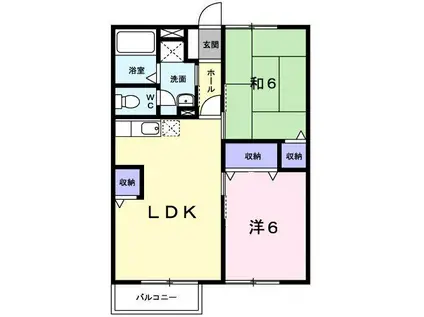 セレソA棟(2LDK/1階)の間取り写真