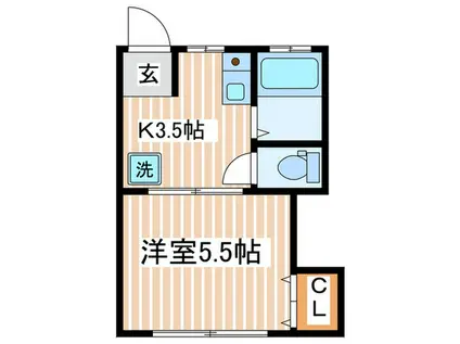 コーポイノウエ(1K/1階)の間取り写真