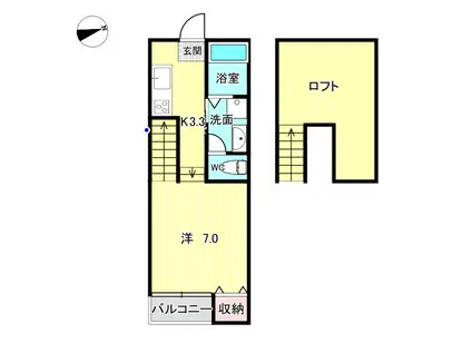 ステラ熊本ノース(1K/1階)の間取り写真