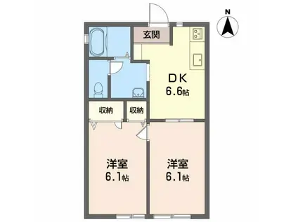 メゾン北野III A棟(2DK/1階)の間取り写真