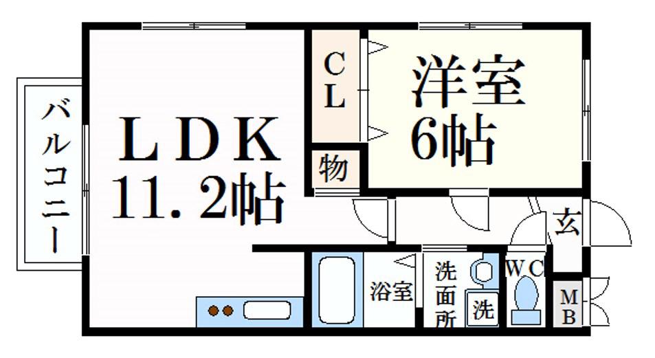 イーグレットハウス(1LDK/2階)の間取り写真