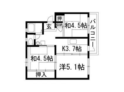 逆瀬川7号棟(3K/1階)の間取り写真