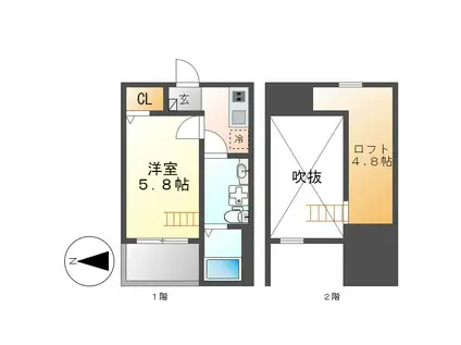 LIANGE 栄生 (1K/1階)の間取り写真