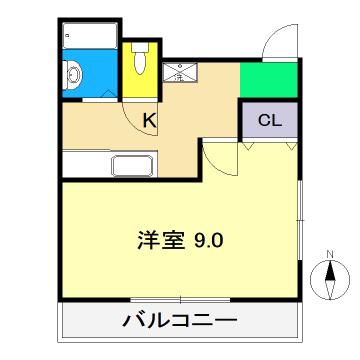 クリスタルハイツ(1K/5階)の間取り写真