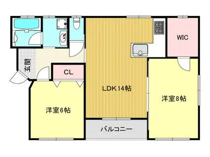 LA・BRISE NISHINOMIYA(2LDK/2階)の間取り写真