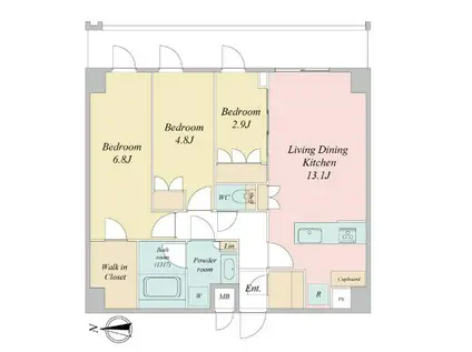 LIME RESIDENCE KAWAGUCHI イースト(3LDK/6階)の間取り写真