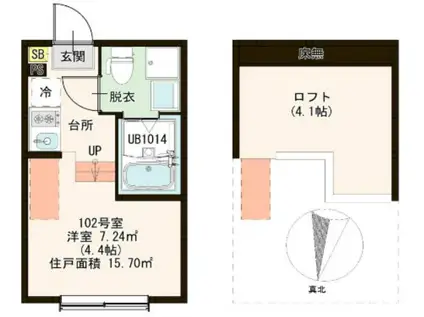 フェリシテ東小岩(1K/1階)の間取り写真
